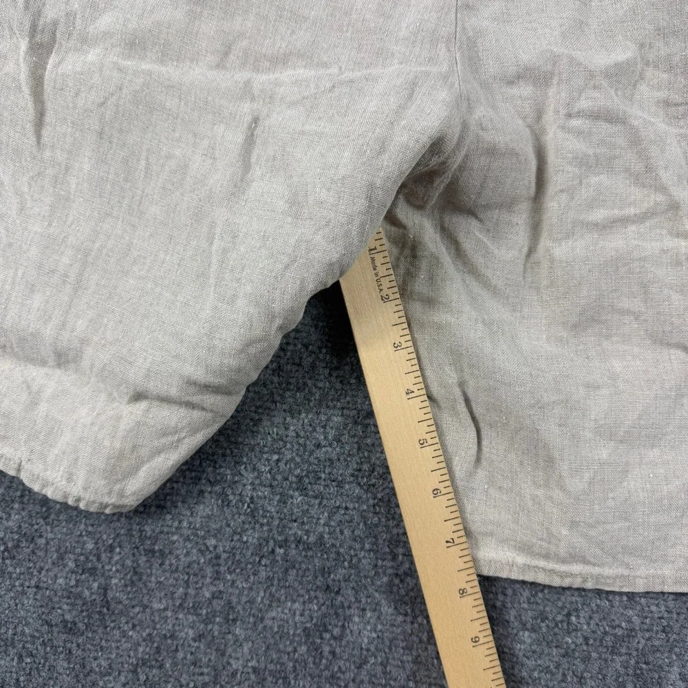 Flax Linen Shorts Womens Small Tan Elastic Drawstring Casual Summer Comfort